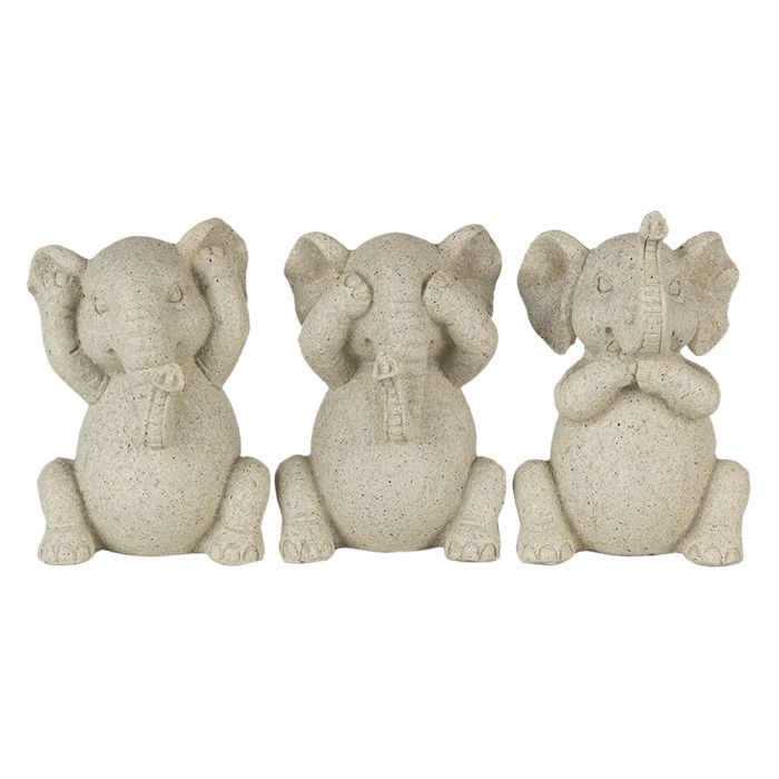 Decoration elephants hear see and be silent (3) 6x5x9 cm - set (3) 