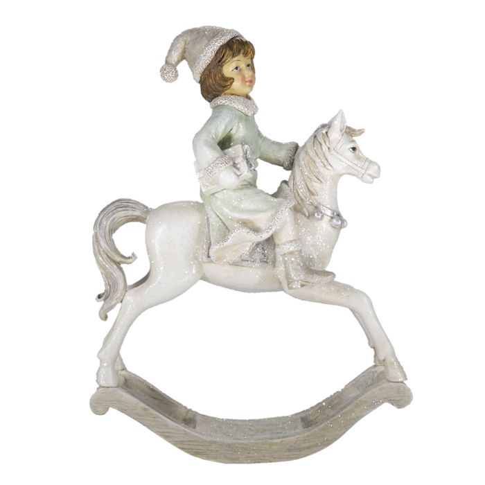 Decoration child on rocking horse 19x8x26 cm - pcs