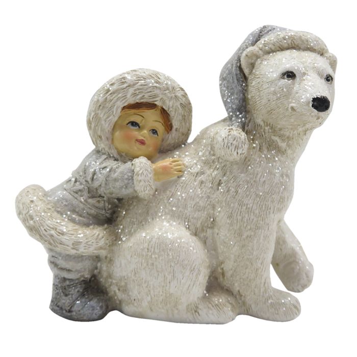 Decoration child with polar bear 11x6x11 cm - pcs