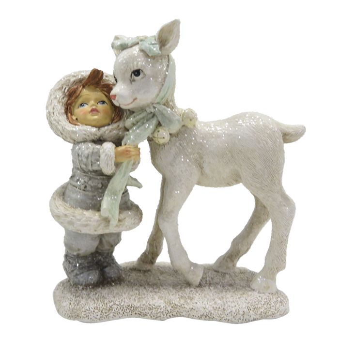 Decoration child with deer 12x6x13 cm - pcs