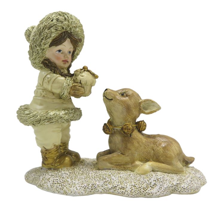 Decoration child with deer 12x6x12 cm - pcs