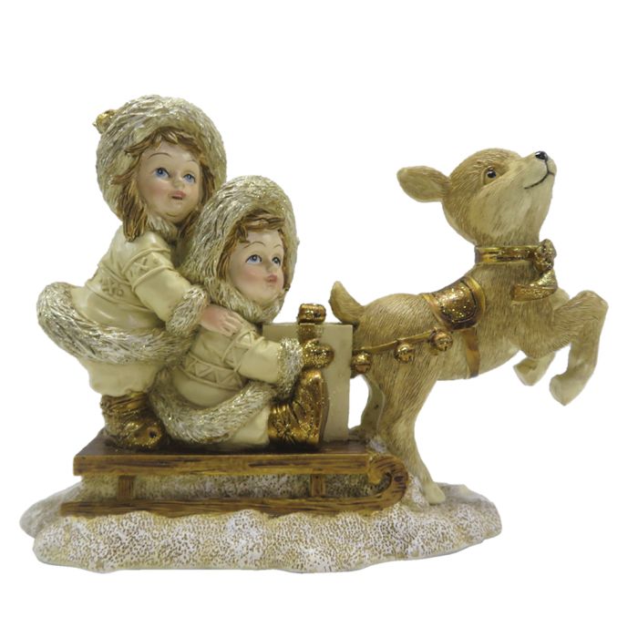 Decoration children on sledge 16x7x12 cm - pcs