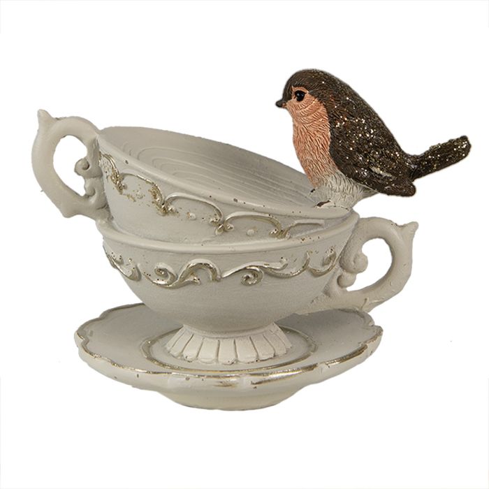 Decoration cups with bird 10x7x8 cm - pcs