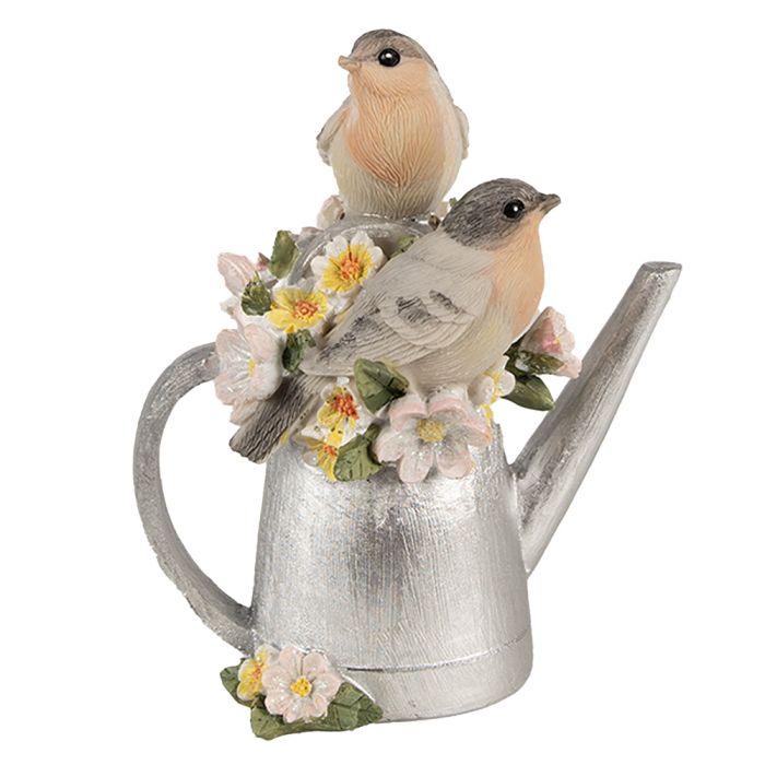 Decoration birds on watering can 11x8x13 cm - pcs     