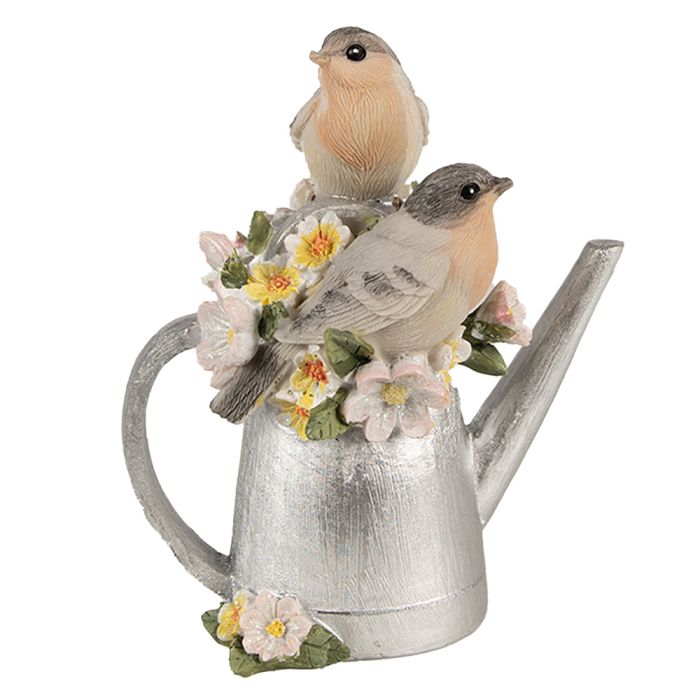 Decoration birds on watering can 11x8x13 cm - pcs