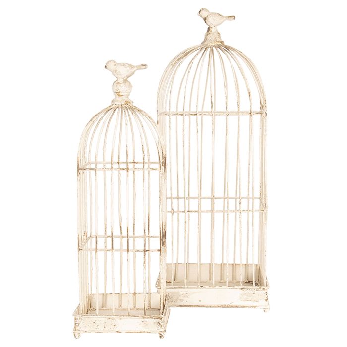 Decoration birdcage (2) 22x22x58 / 16x16x47 cm - set (2) 