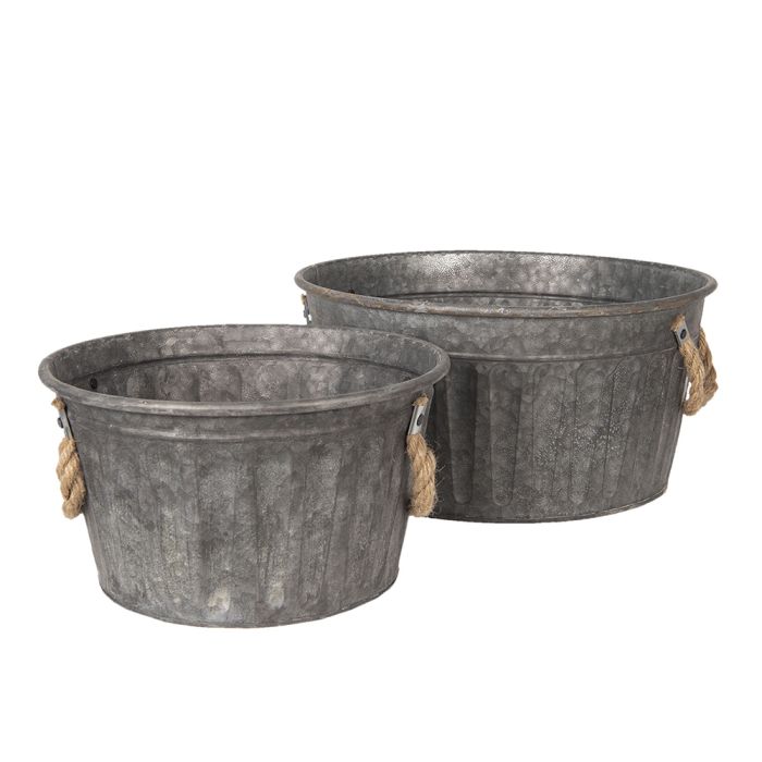 Decoration iron wash tub (2) Ø 35x17 / Ø 27x15 cm - set (2)