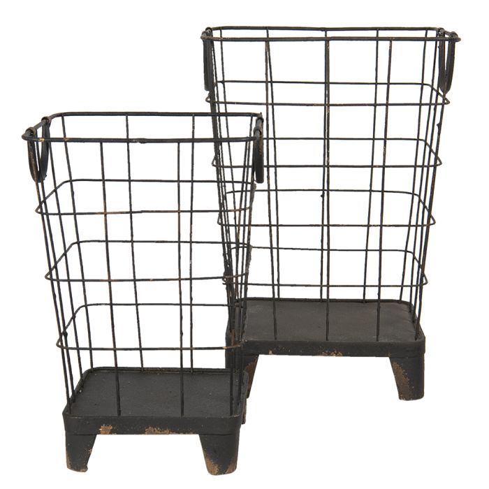 Iron basket (2) 32x32x47 / 25x25x38 cm - set (2) 