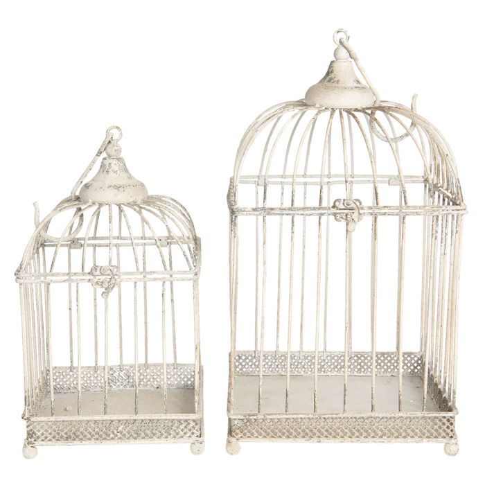 Decoration birdcage (2) 24x24x40 / 18x18x32 cm - set (2)