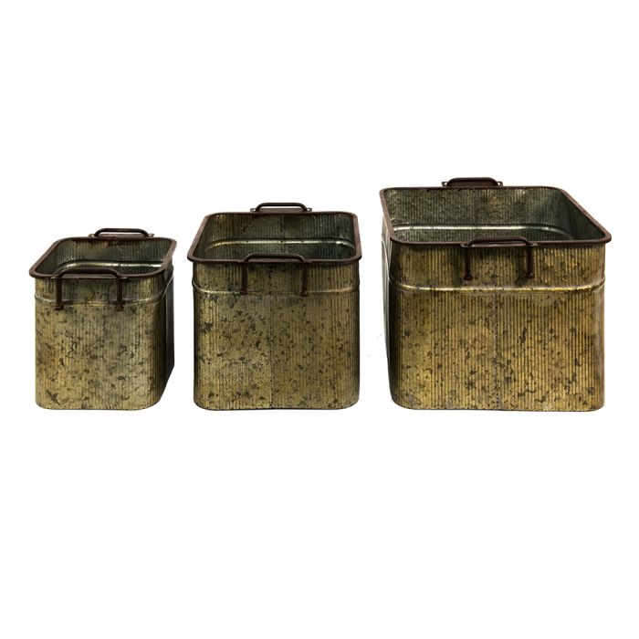 Decoration iron wash tub (3) 42x38x28 /34x31x25/27x23x22 cm - set (3) 