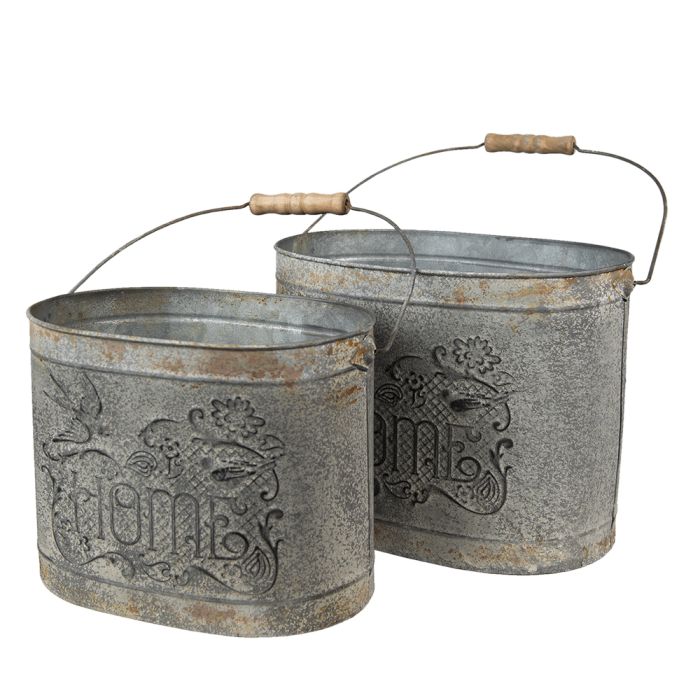 Decoration bucket (2) 31x20x23 / 27x17x21 cm - set (2) 