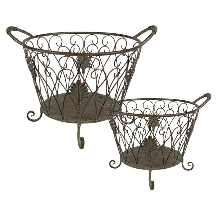 Iron basket (2) 41x33x29 / 35x28x24 cm - set (2) 