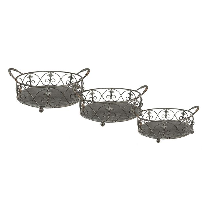 Iron basket (3) 45x39x16 / 37x32x15 / 31x26x13 cm - set (3) 