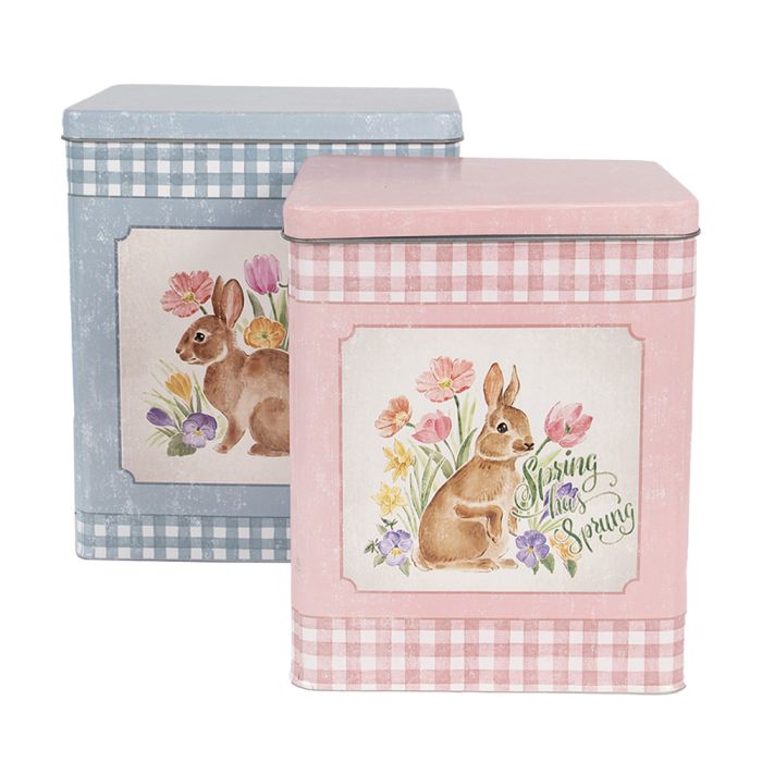 Tin box (2) 21x15x25 / 18x13x22 cm - set (2)