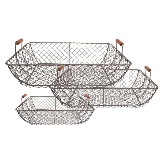 Baskets (3) 40x34x15 / 36x30x14 / 32x26x13 cm - set (3) 