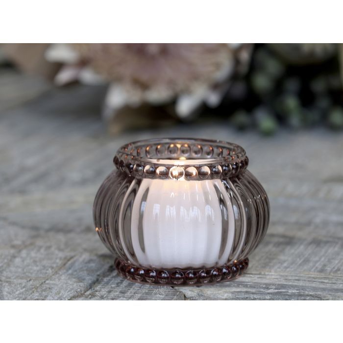 Tealight Holder w. grooves & pearl edge