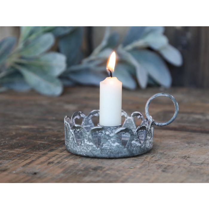 Chamberstick w. hearts for short dinner candle