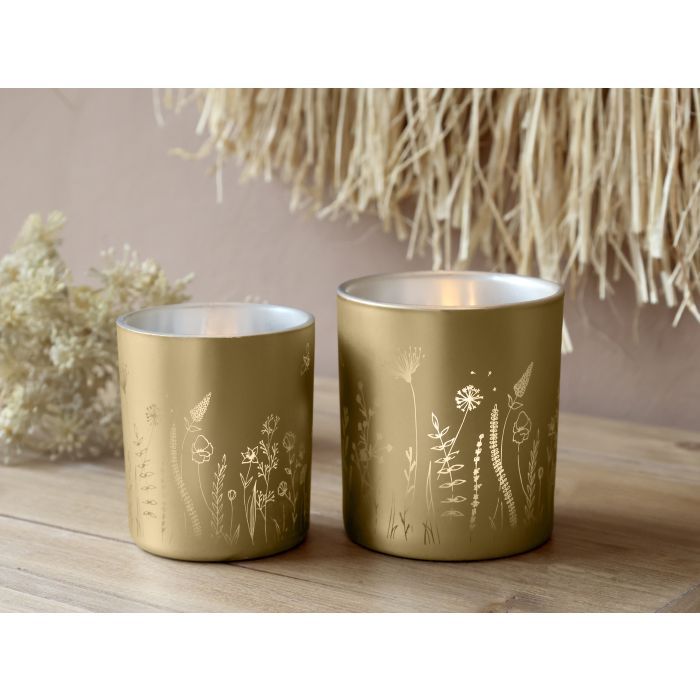 Tealight Holder w. flowers set of 2