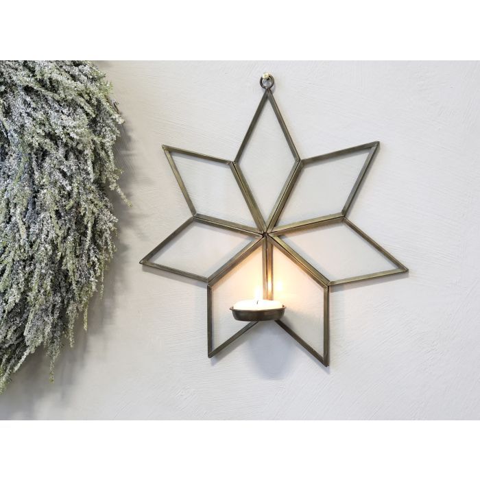 Star for tealights w. wall mount