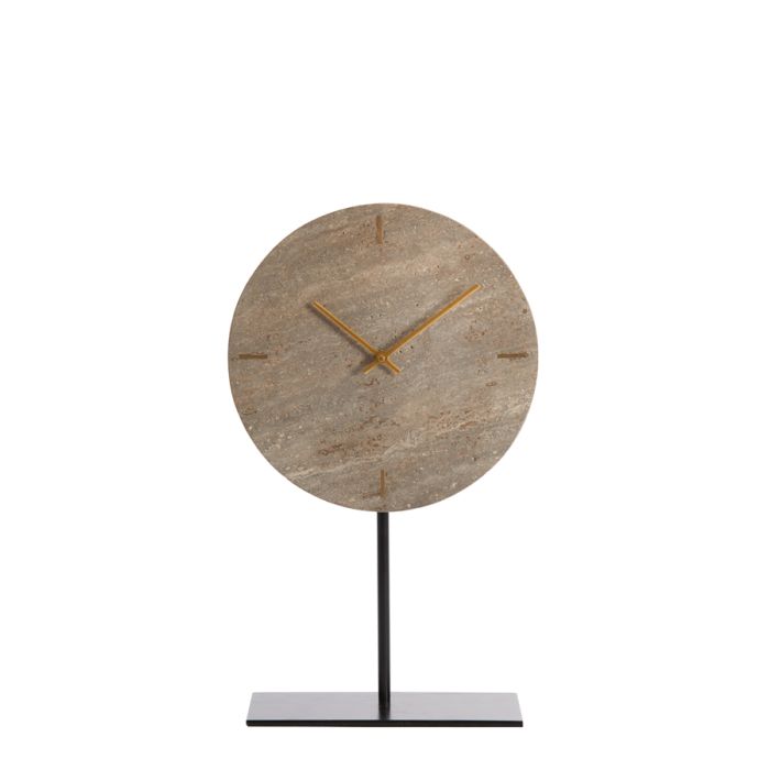Clock on base 25,5x10x42 cm JENAY brown travertine