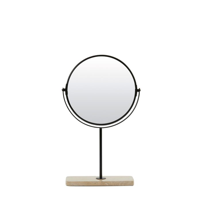 Mirror on base 24x9x40 cm RIESCO travertine sand-black