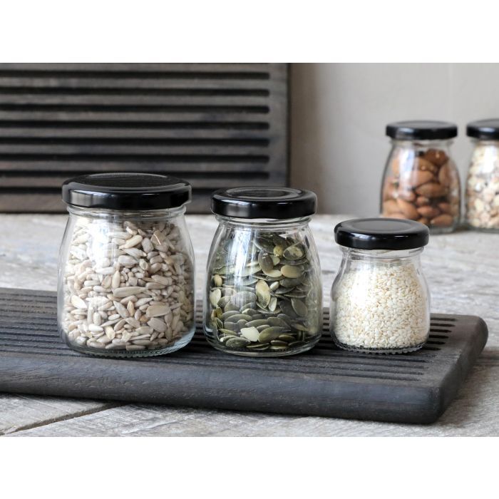 Storage jar w. black lid set of 3