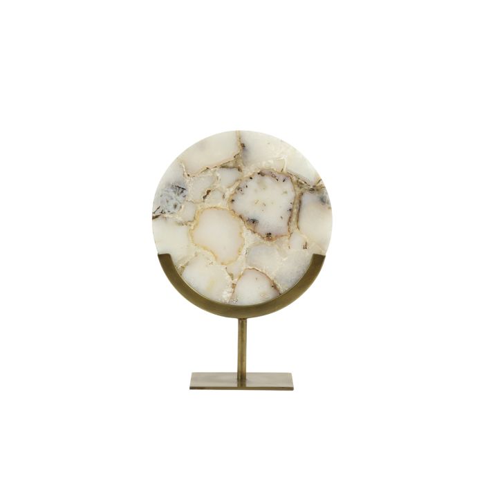 Ornament on base 25x10x35 cm GOUYA white agate+ant. bronze
