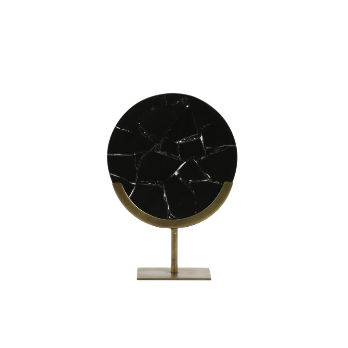 Ornament on base 25x10x35 cm GOUYA black agate+ant. bronze