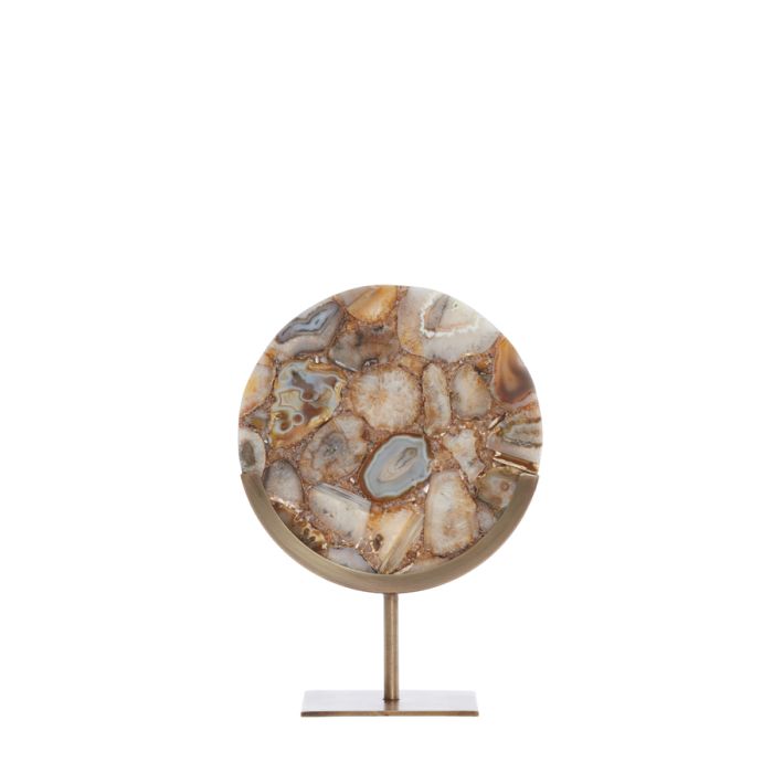 Ornament on base 25x10x35 cm GOUYA yellow agate+antiq bronz