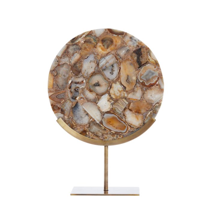 Ornament on base 35x12x50 cm GOUYA yellow agate+antiq bronz