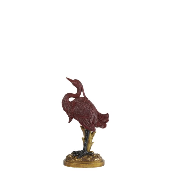 Ornament 21,5x12x40 cm CRANE antique bronze-burgundy