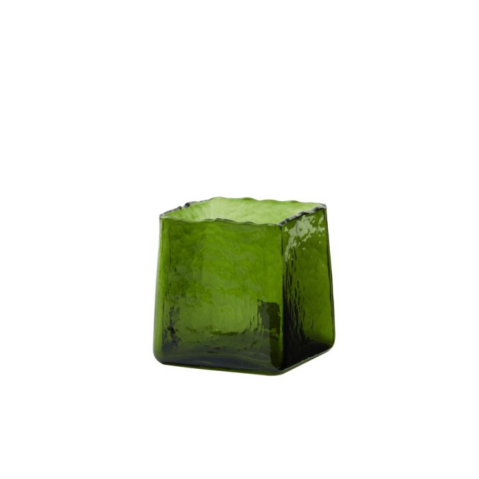 Tealight 10x10x10,5 cm IDUNA glass olive green