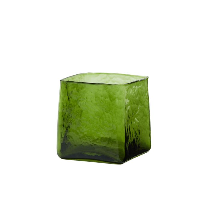 Tealight 12x12x12,5 cm IDUNA glass olive green