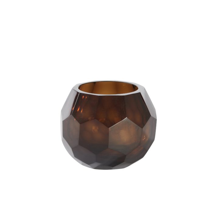A - Tealight Ø12x10 cm ELIZA glass brown