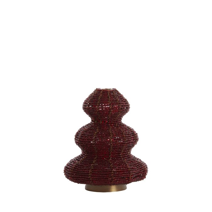 Tealight Ø15x19 cm CHRISTMAS TREE beads red+bronze