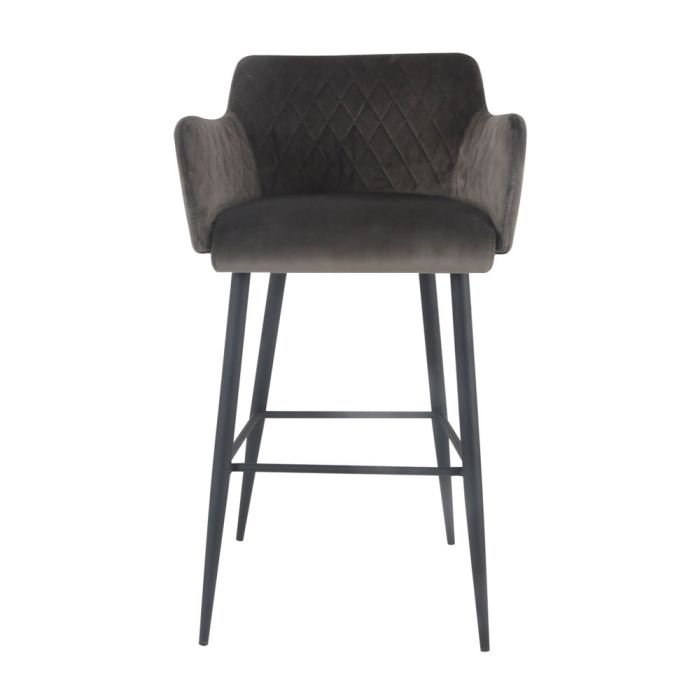Bar stool velvet velvet metal 75 cm Rose - Velvet Grey