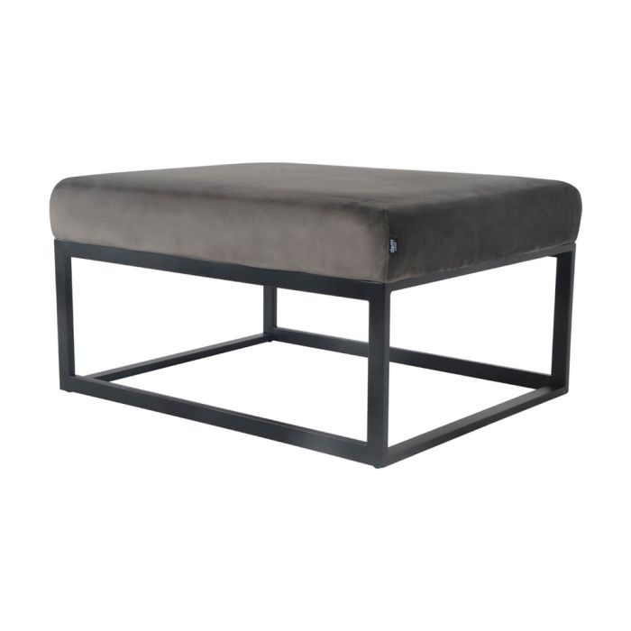 Pouf Hocker footstool side table velvet and leather look 75 cm Otto - Velvet Gray