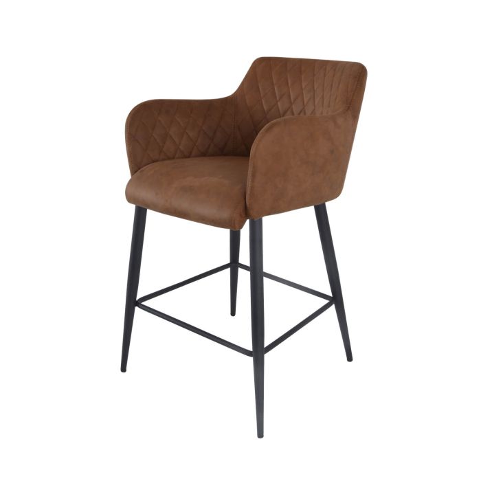 Bar stool leather look artificial leather metal 75 cm Rose - Cognac