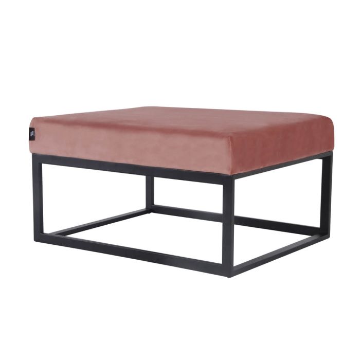 Pouf Hocker footstool Side table Velvet and leather look 75 cm Otto - Velvet Pink