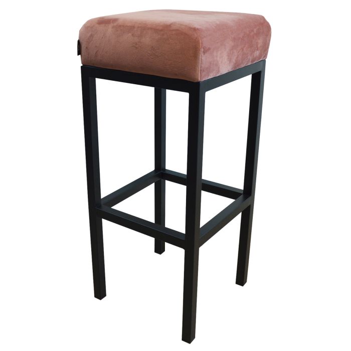 Bar stool Velvet Velvet and Bouclé Bruce - Velvet Pink, 75 cm