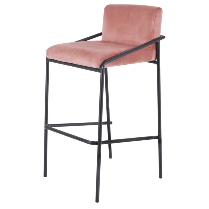 Bar stool Velvet velvet metal 75 cm Lev - Velvet Pink