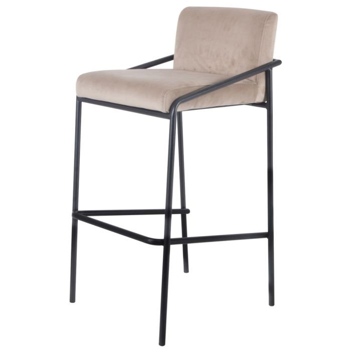 Bar stool Velvet Velvet Metal 75 cm Lev - Velvet Taupe