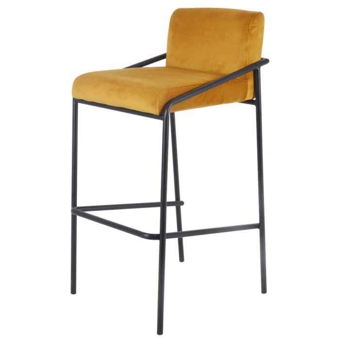 Bar stool velvet velvet metal 75 cm Lev - velvet ocher yellow