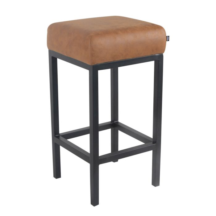 Bar stool leather look artificial leather Bruce - Cognac, 65 cm