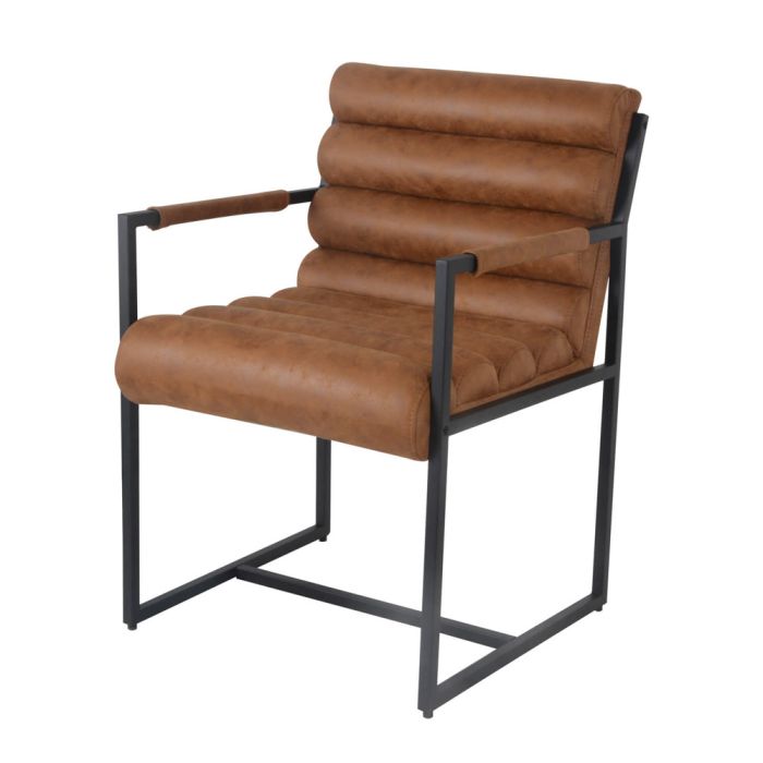 Dining room chair Design chair leather look Tony - Cognac