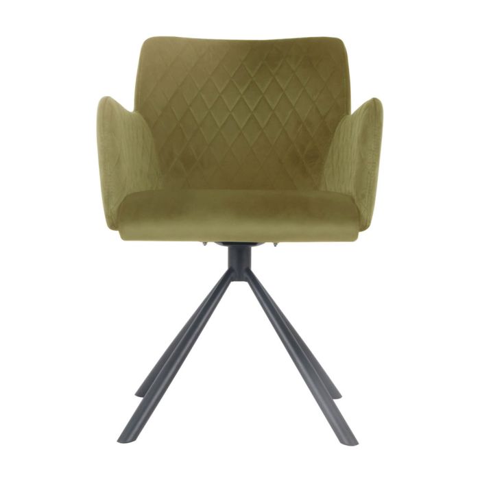 Dining room chair 180 degrees rotating Rose - Velvet Olive green
