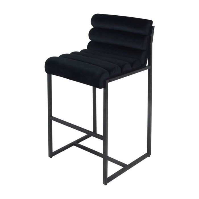 Bar stool Design stool 75 cm Velvet Tony - Velvet Black