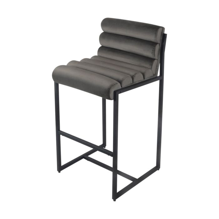 Bar stool Design stool 75 cm Velvet Tony - Velvet Gray