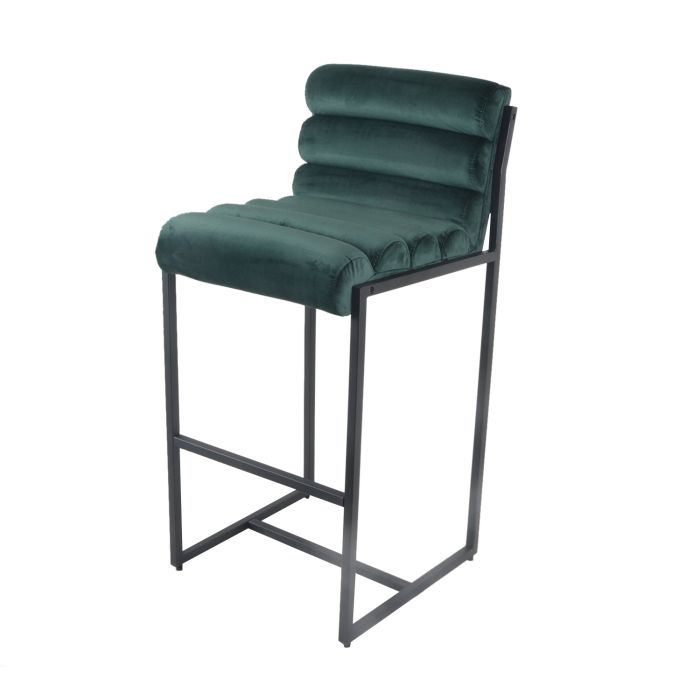 Bar stool Design stool 75 cm Velvet Tony - Velvet Dark Green