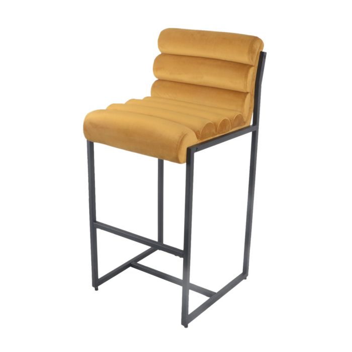 Bar stool Design stool 75 cm Velvet Tony - Velvet ocher yellow